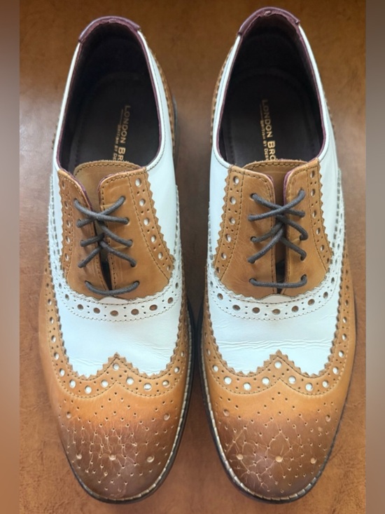 London Brogues Gatsby Tan White Wingtip Oxford Shoes Mens 8 EU 42 main image 3